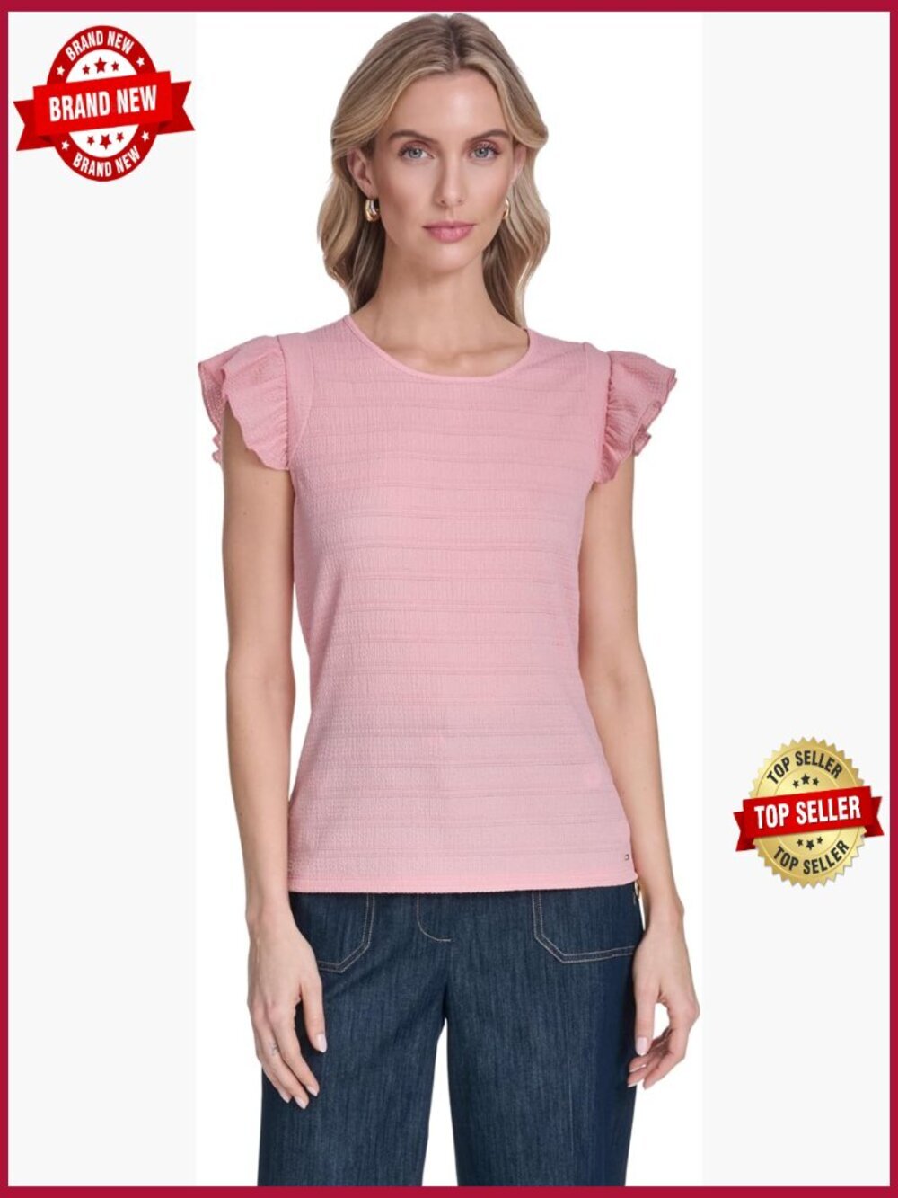 Women's Sleeveless Crew Neck Flutter Tee - Regular Fit